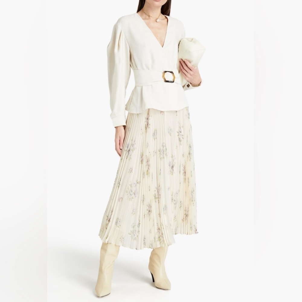 BA&SH Berry Belted Woven Wrap Top - Ecru